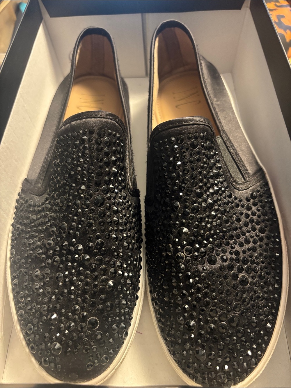 Black Crystal-Embellished Slip-On Sneakers